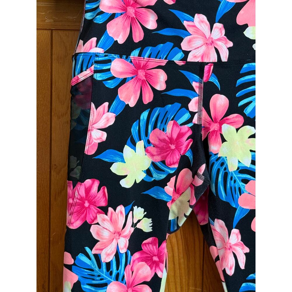 PINK Victoria's Secret Tropical Floral Mesh Leggings  L - Picture 6 of 12